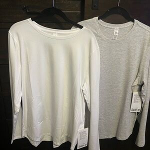 Two New Lululemon Love Long Sleeve Tops-Tees. White and Heather Grey w/ tags